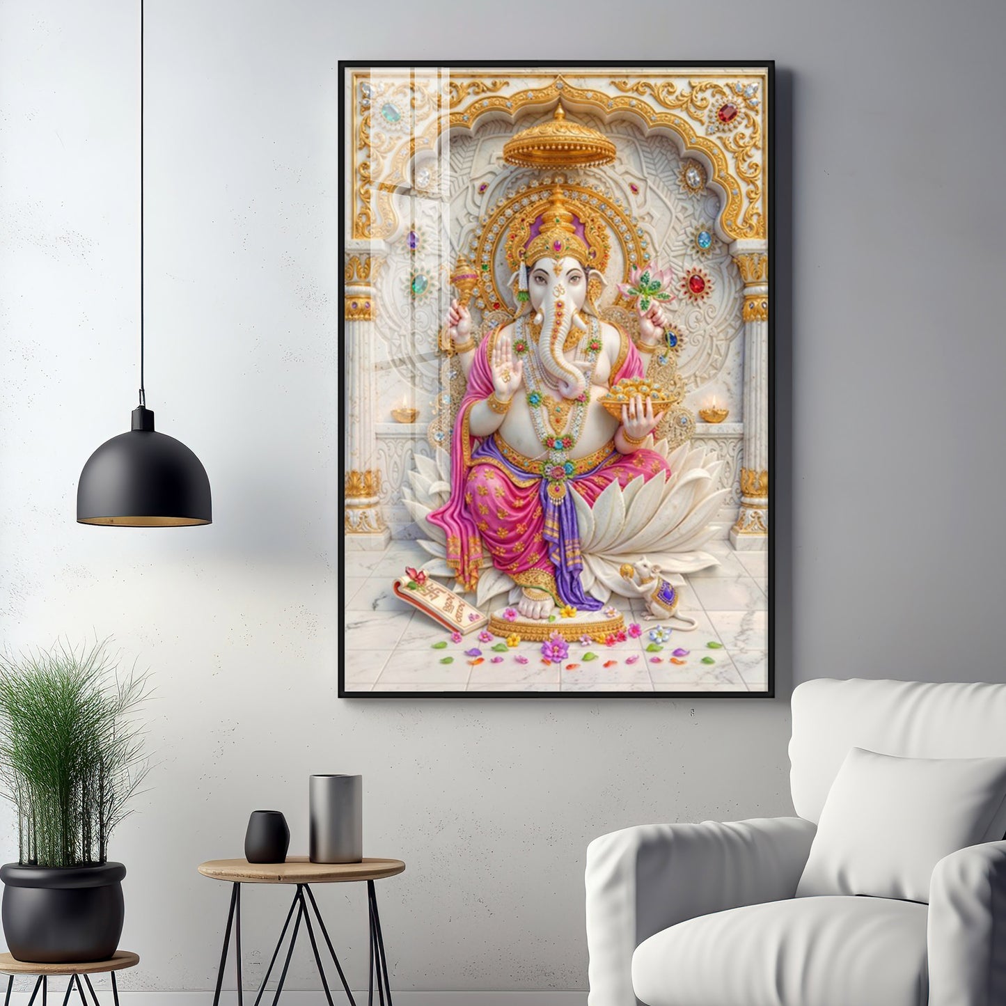 Sacred Ganpati Maharaj Premium Acrylic Vertical Wall Art