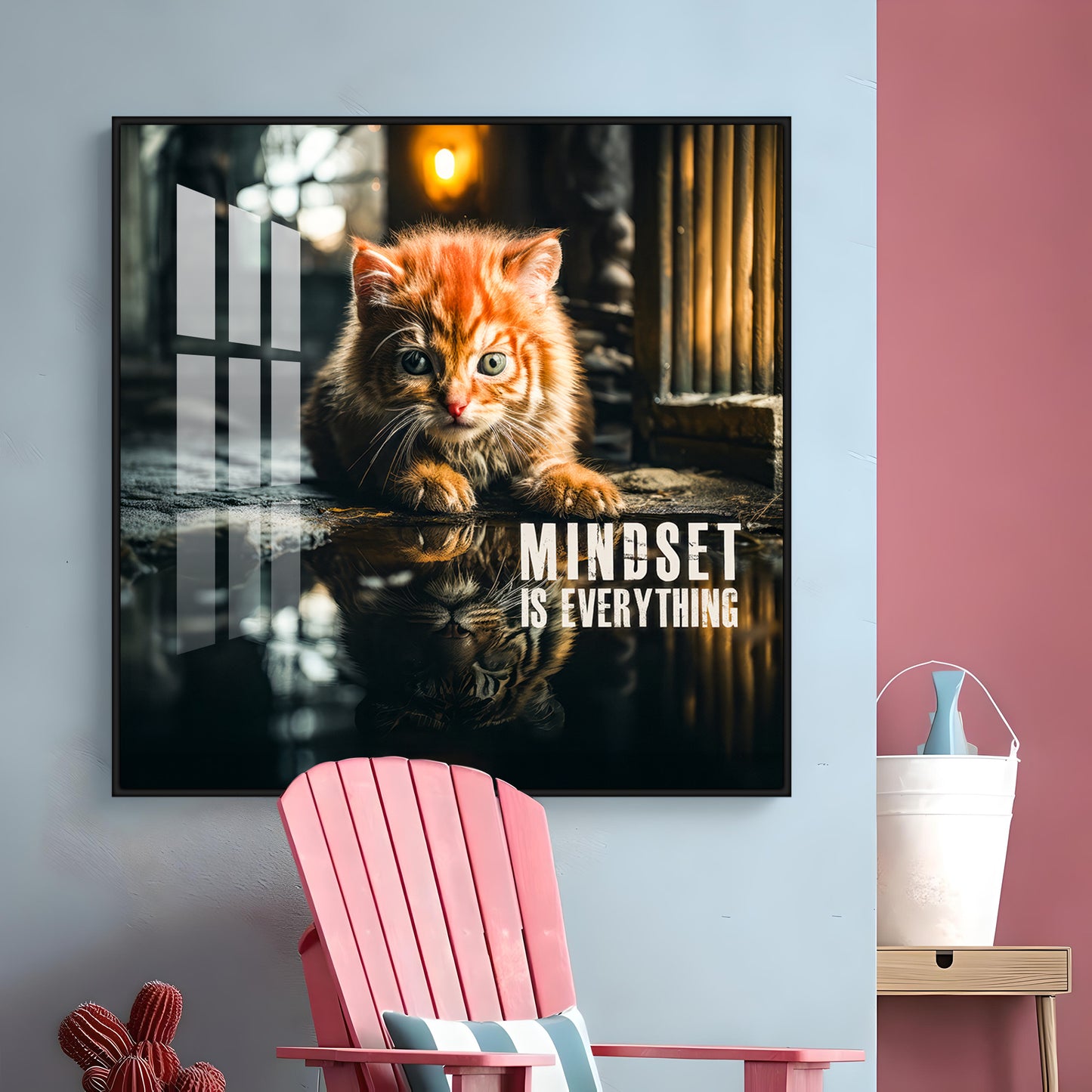 Mindset Is Everything Motivational Premium Acrylic Square Wall Art