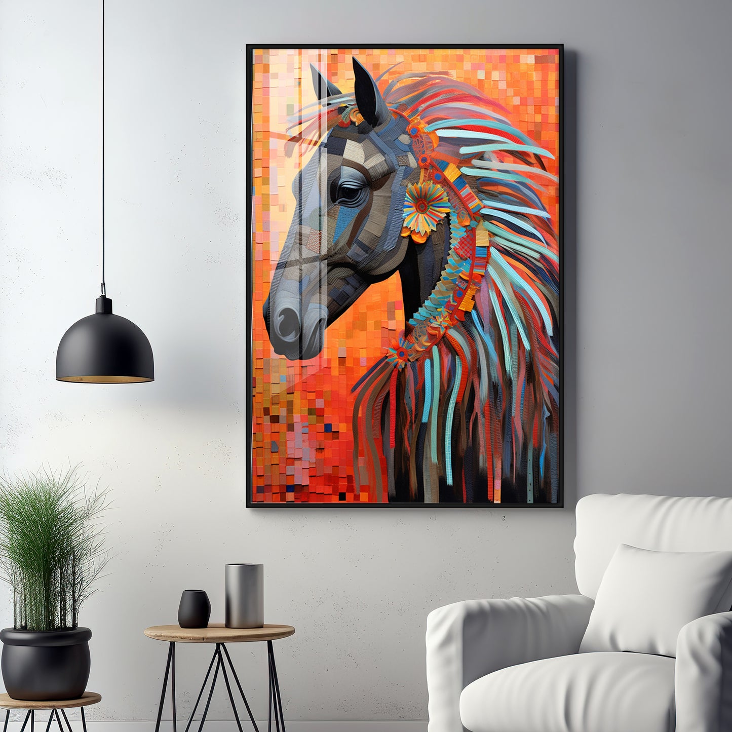 Multicolor Horse Premium Acrylic Vertical Wall Art