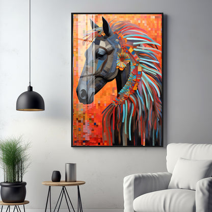 Multicolor Horse Premium Acrylic Vertical Wall Art