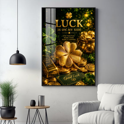 Golden Leaf Premium Acrylic Vertical Wall Art