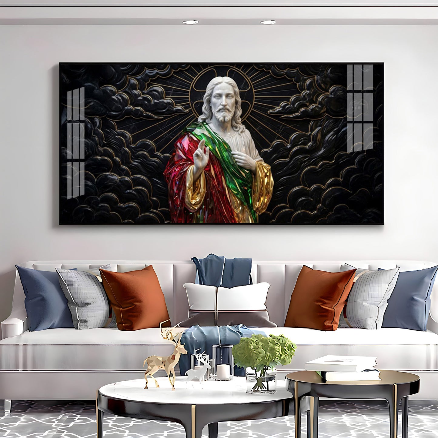 Jesus Christ Against A Dark Premium Acrylic Horizontal Wall Art