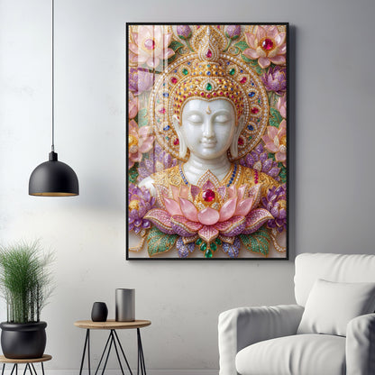Lord Gautam Buddha Premium Acrylic Vertical Wall Art
