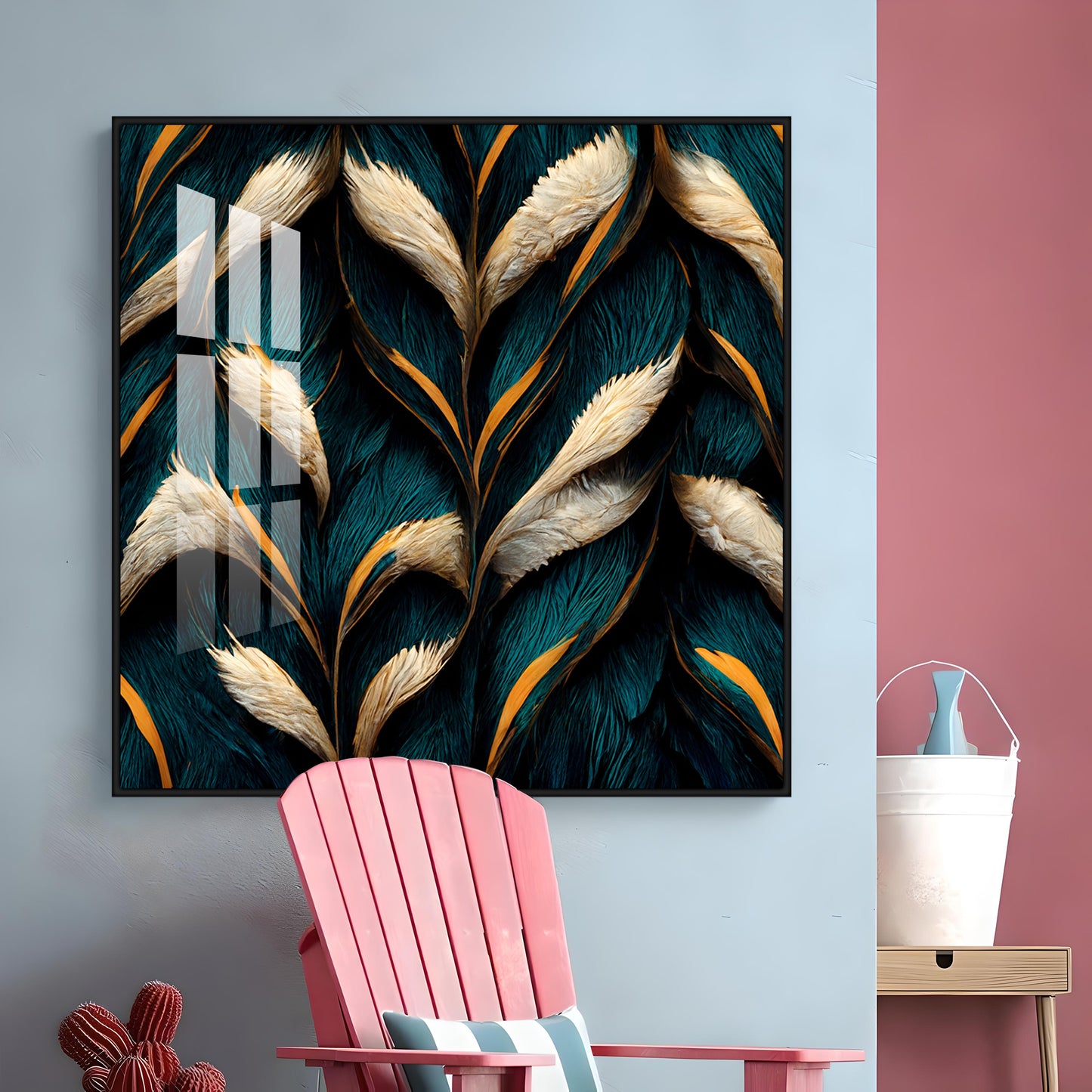 Feathers Premium Acrylic Square Wall Art