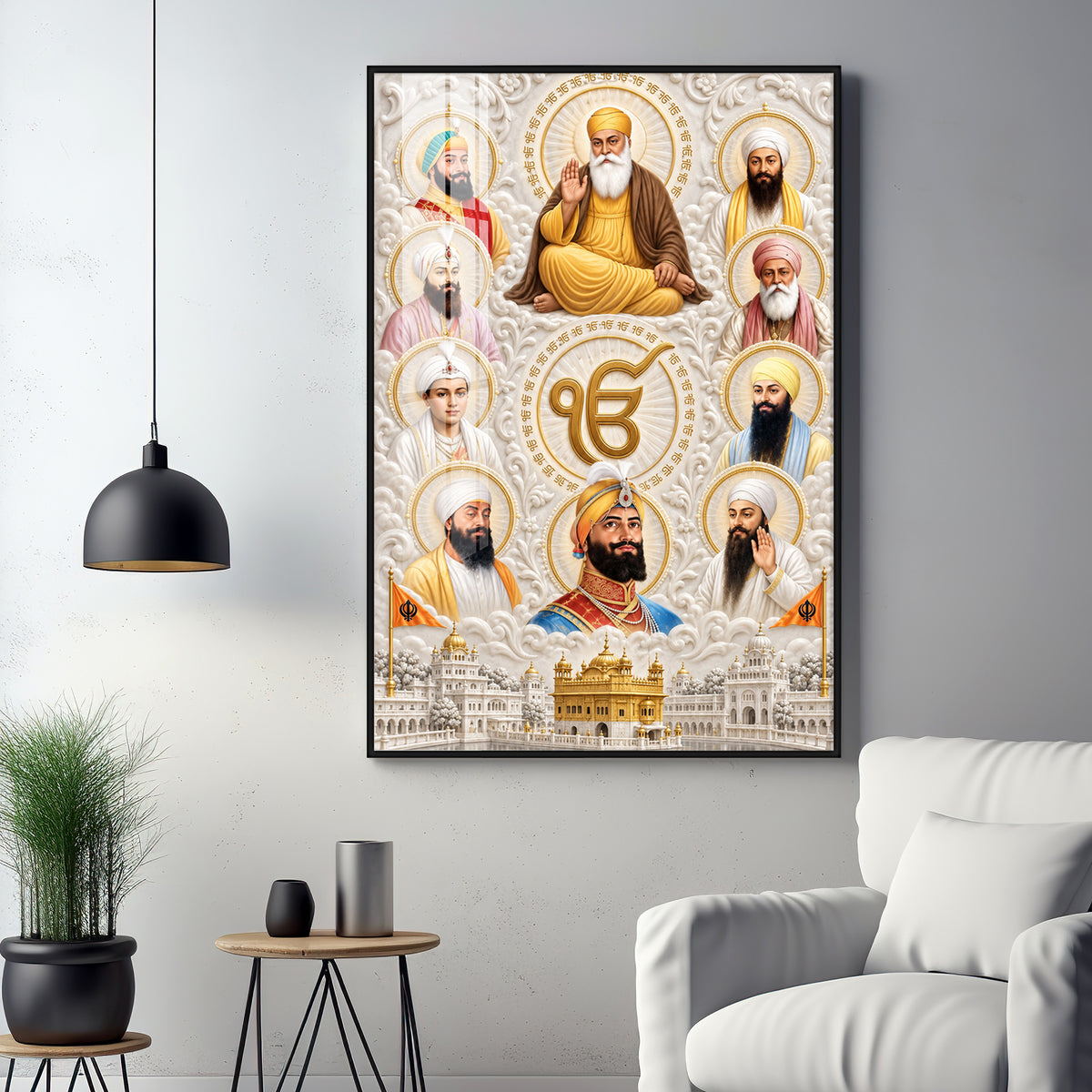 Ten Sikh Gurus Premium Acrylic Vertical Wall Art
