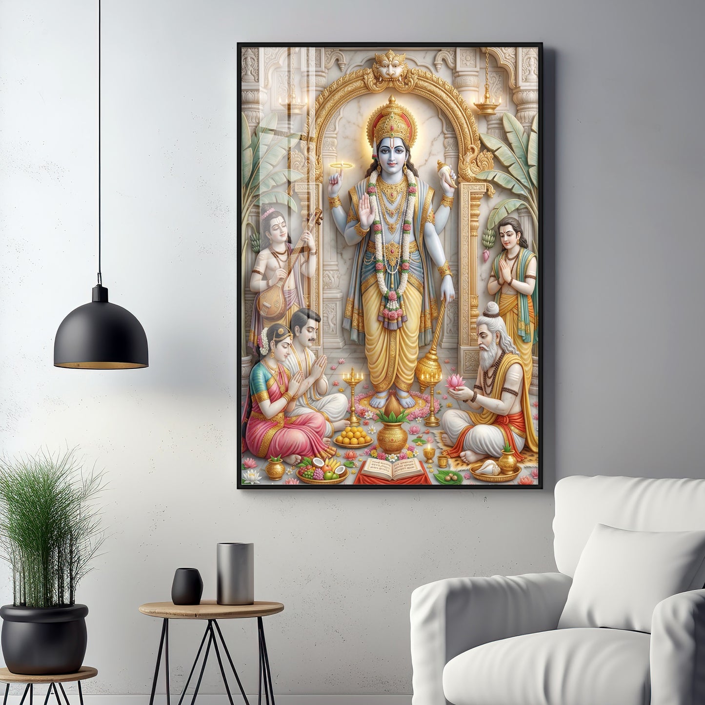 Lord Satyanarayana Premium Acrylic Vertical Wall Art