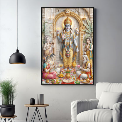 Lord Satyanarayana Premium Acrylic Vertical Wall Art