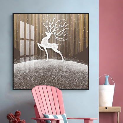 Christmas Snow Deer Premium Acrylic Square Wall Art