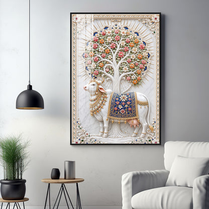 Holy Kamadhenu Premium Acrylic Vertical Wall Art