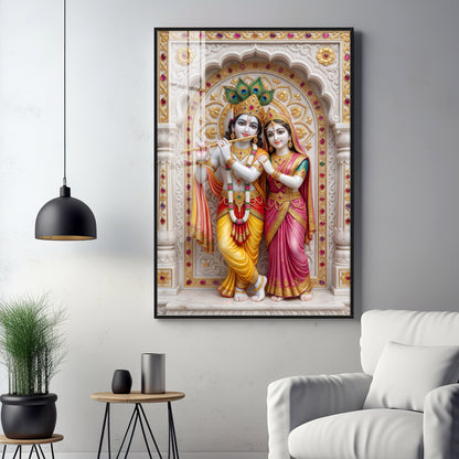 Blessings Of Radha Krishna Premium Acrylic Vertical Wall Art