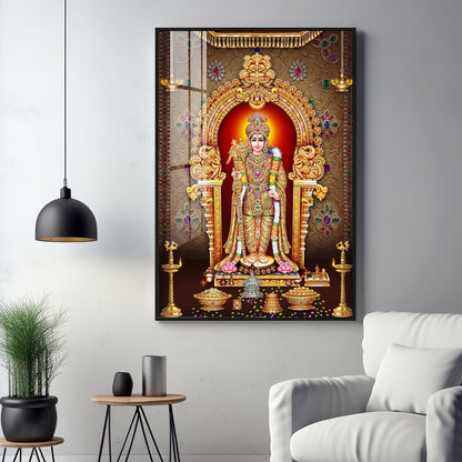 Depicts Lord Murugan Premium Acrylic Vertical Wall Art