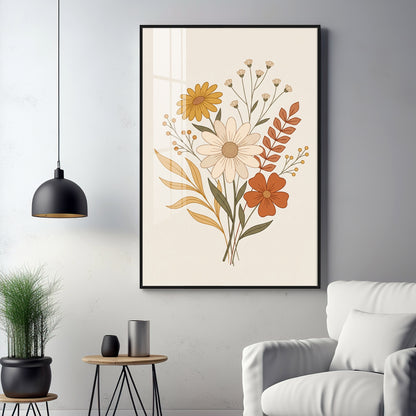 Boho Wildflower Bouquet Premium Acrylic Vertical Wall Art