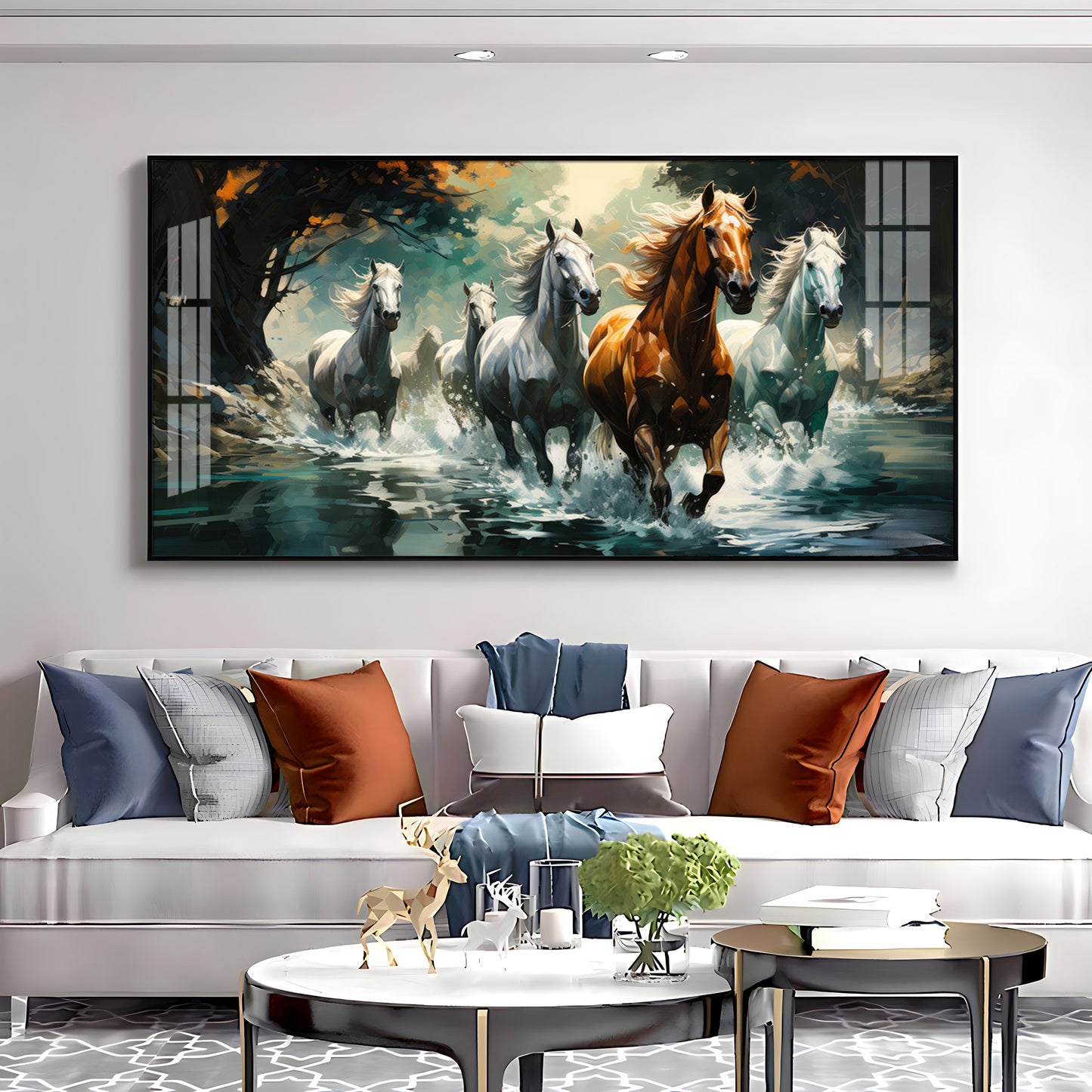 Lucky Running Horses Premium Acrylic Horizontal Wall Art