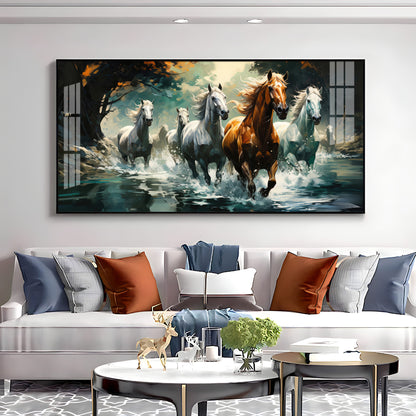Lucky Running Horses Premium Acrylic Horizontal Wall Art