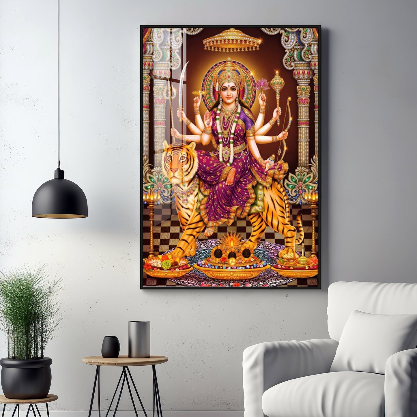 Maa Sherawali Premium Acrylic Vertical Wall Art