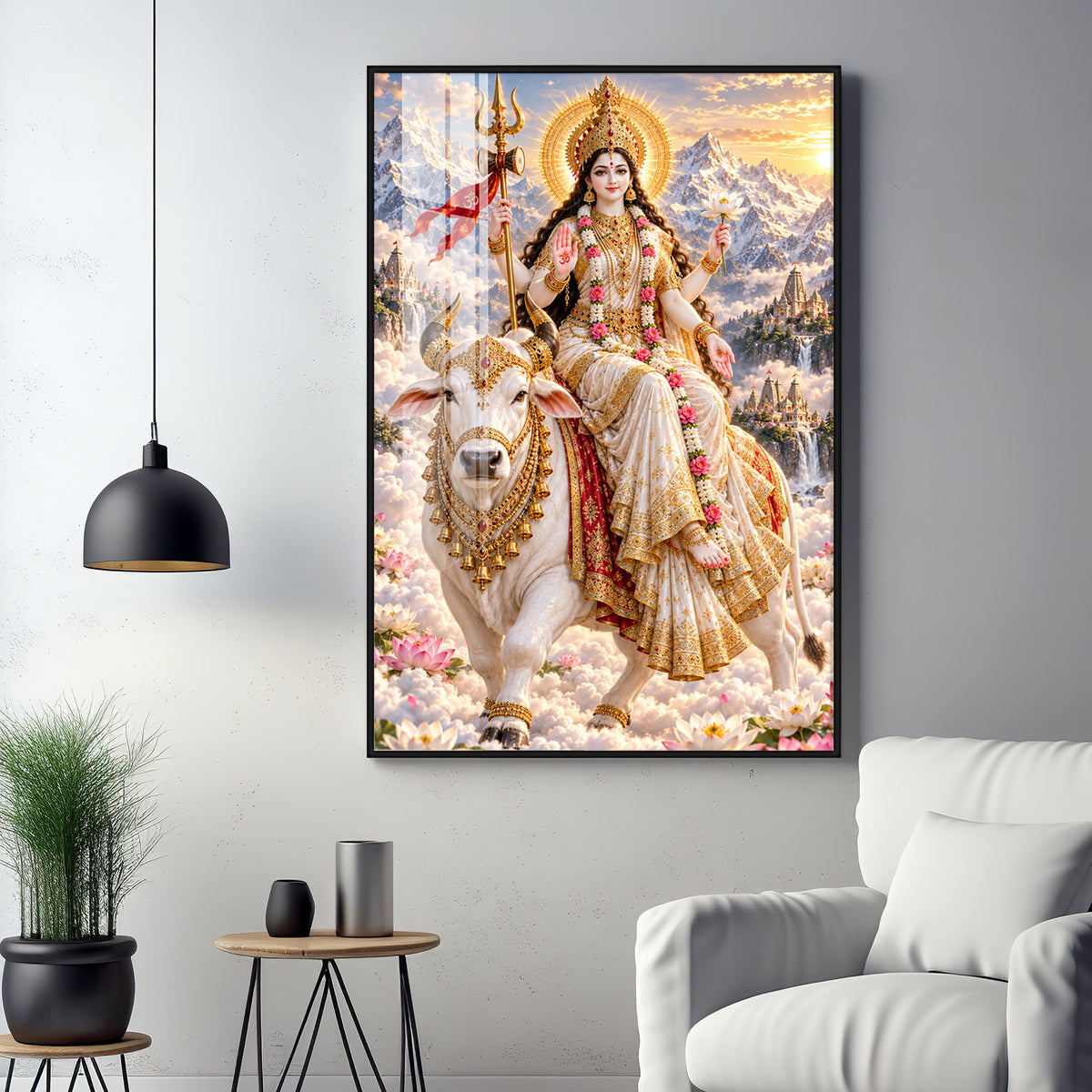 Divine Maa Shailputri Premium Acrylic Vertical Wall Art