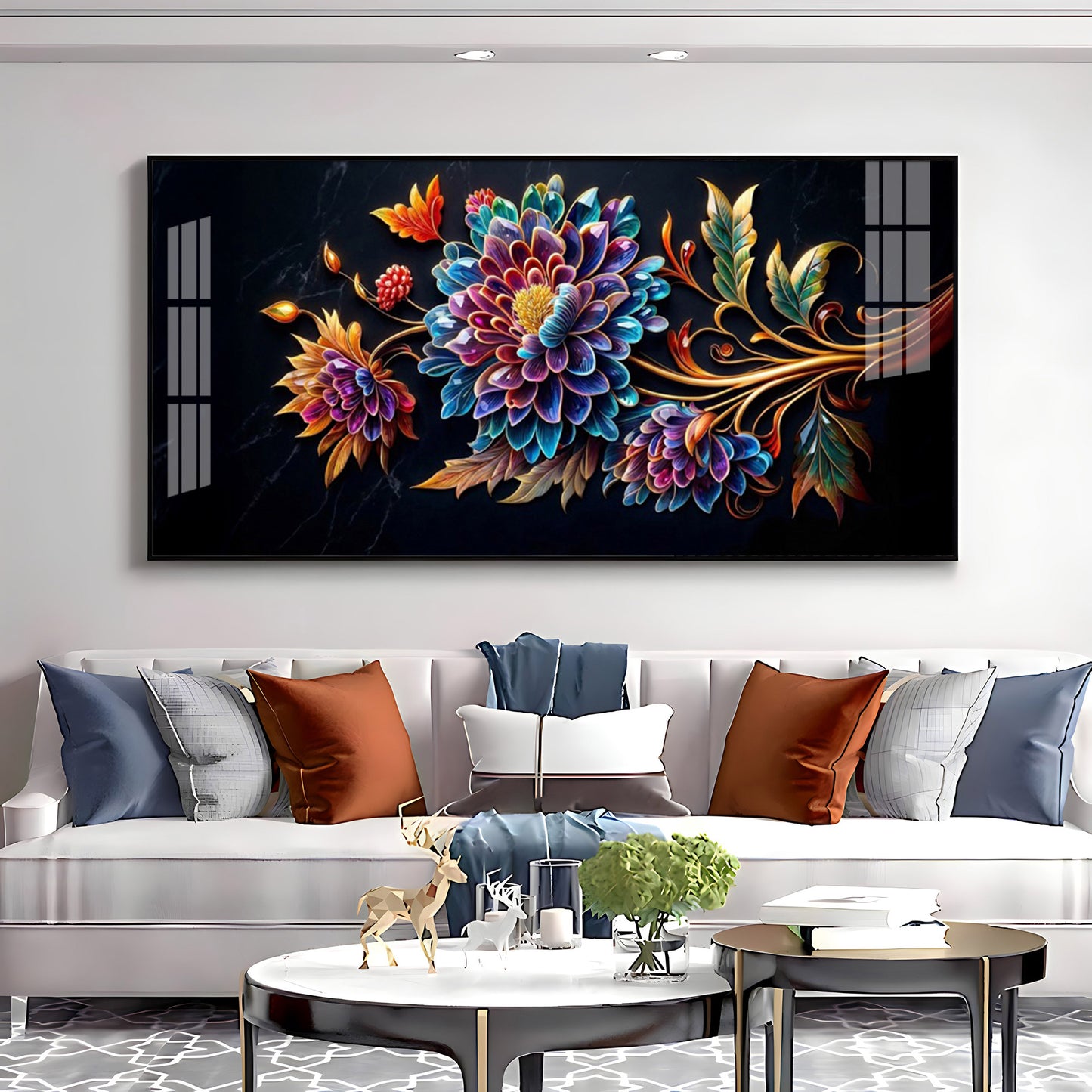 Colorful Floral Premium Acrylic Horizontal Wall Art