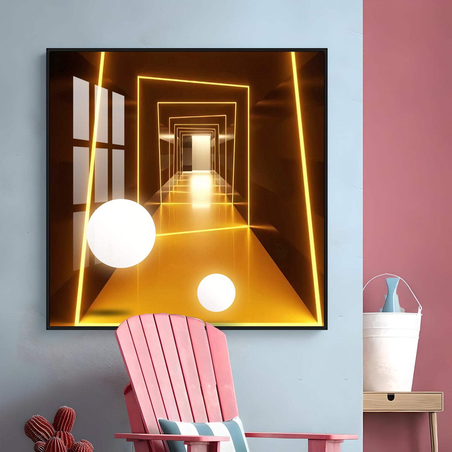 Abstract Dark Hallway Premium Acrylic Square Wall Art