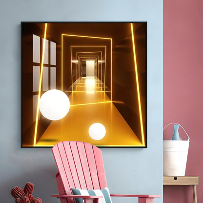 Abstract Dark Hallway Premium Acrylic Square Wall Art