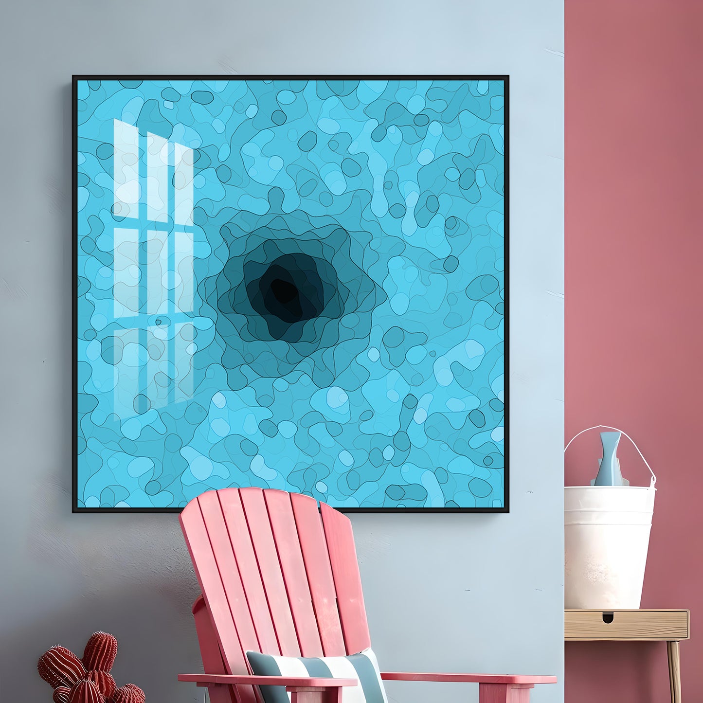 Abstract Blue Colored Design Premium Acrylic Square Wall Art