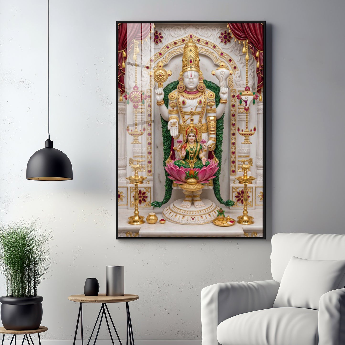 Maa Laxmi Lord Venkateswara Premium Acrylic Vertical Wall Art
