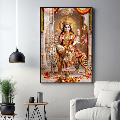 Divine Sherawali Maiya Premium Acrylic Vertical Wall Art