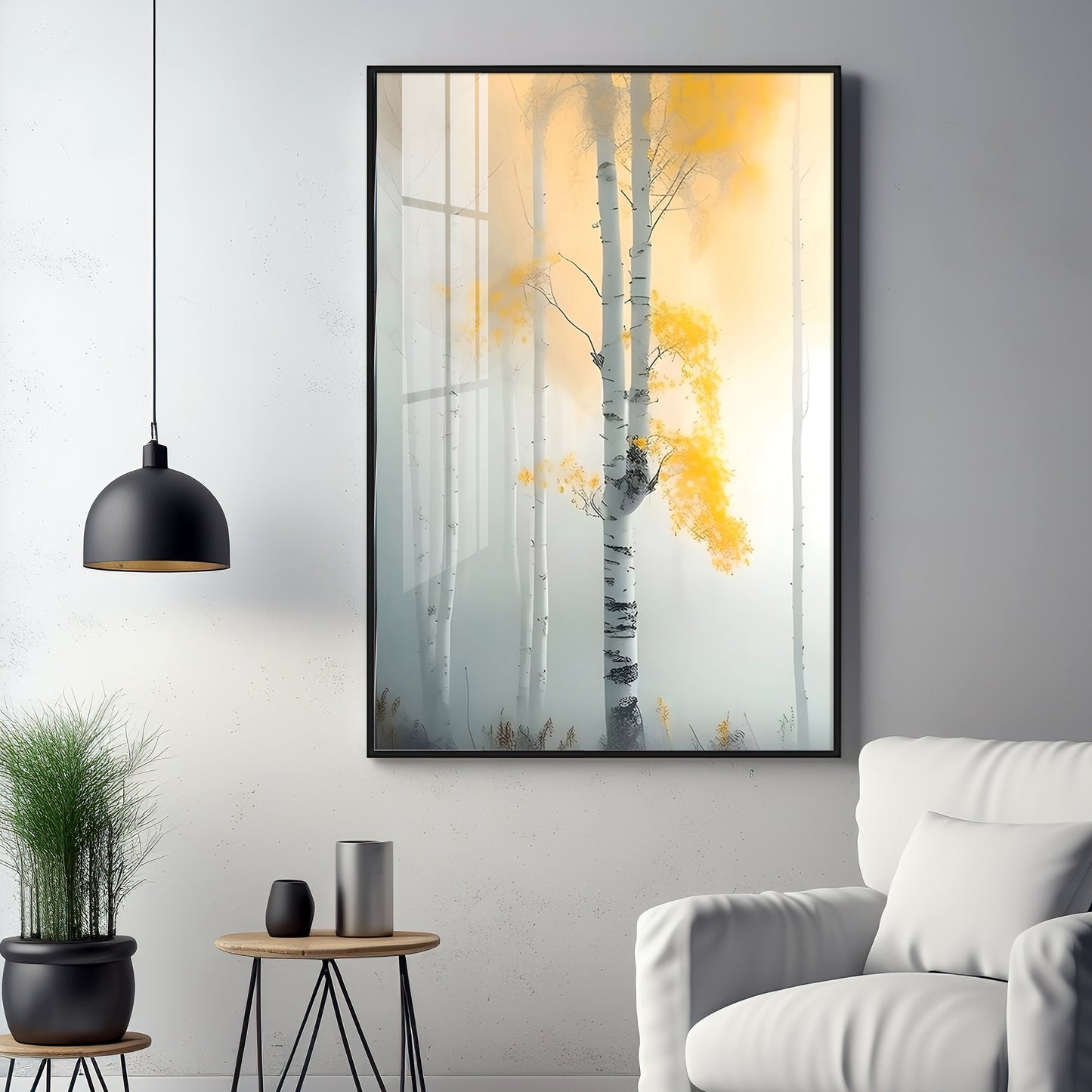 Serene Fogfall Tree Premium Acrylic Vertical Wall Art