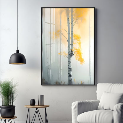 Serene Fogfall Tree Premium Acrylic Vertical Wall Art