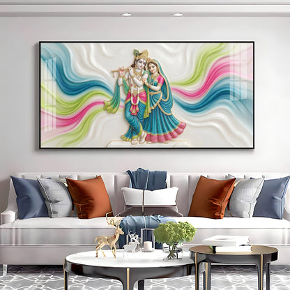 Vibrant Colors Radha Krishna Premium Acrylic Horizontal Wall Art