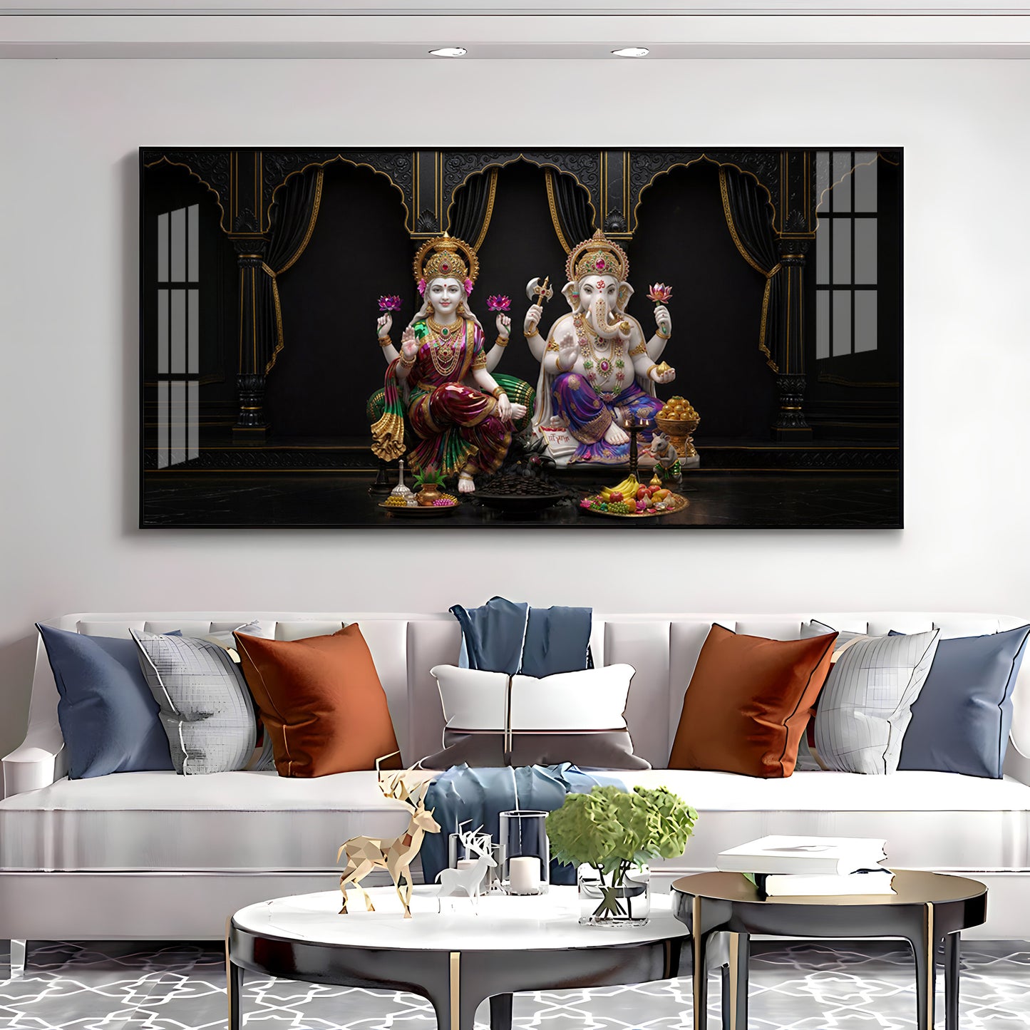 Goddess Lakshmi & Lord Ganesha Premium Acrylic Horizontal Wall Art