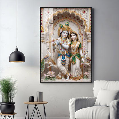 Peaceful Presence Of Radha Krishna Premium Acrylic Vertical Wall Art