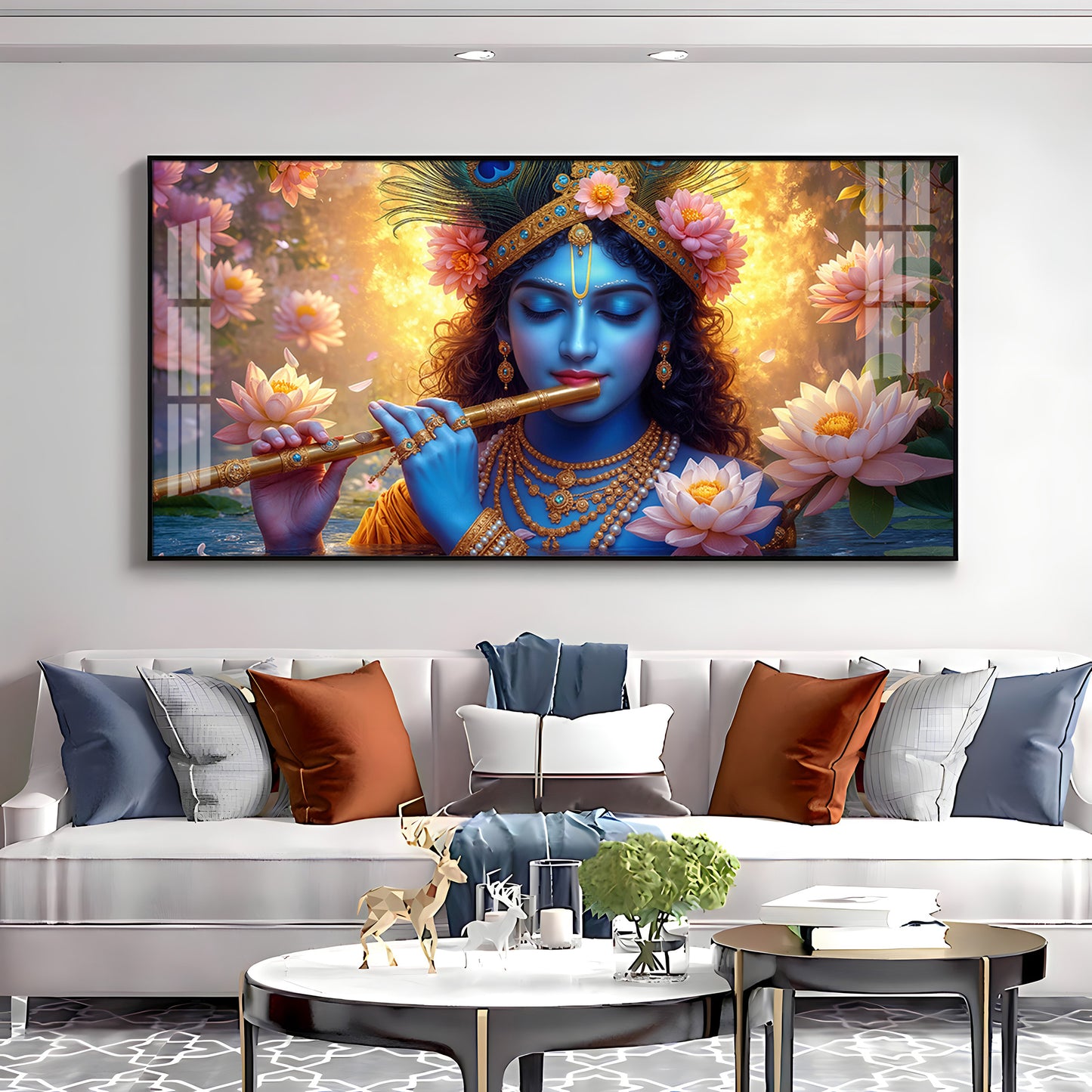 Krishna Bhagwan Premium Acrylic Horizontal Wall Art