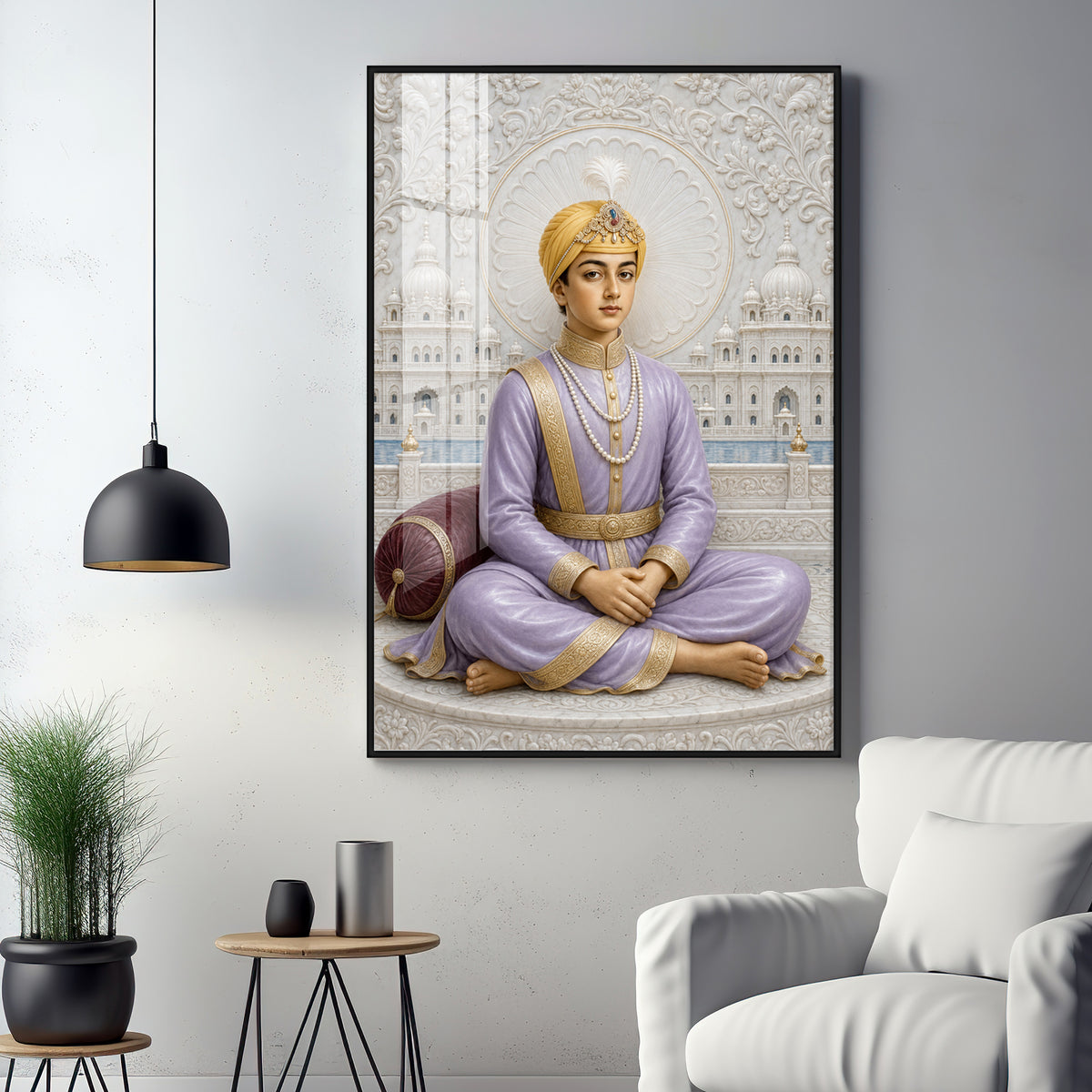 Divine Guru Har Krishan Ji Premium Acrylic Vertical Wall Art