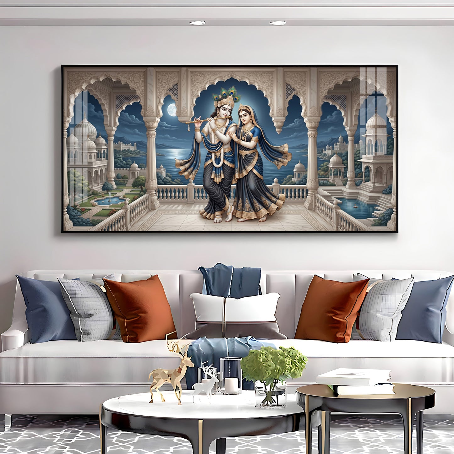 Devotional Lord Radha Krishna Premium Acrylic Horizontal Wall Art