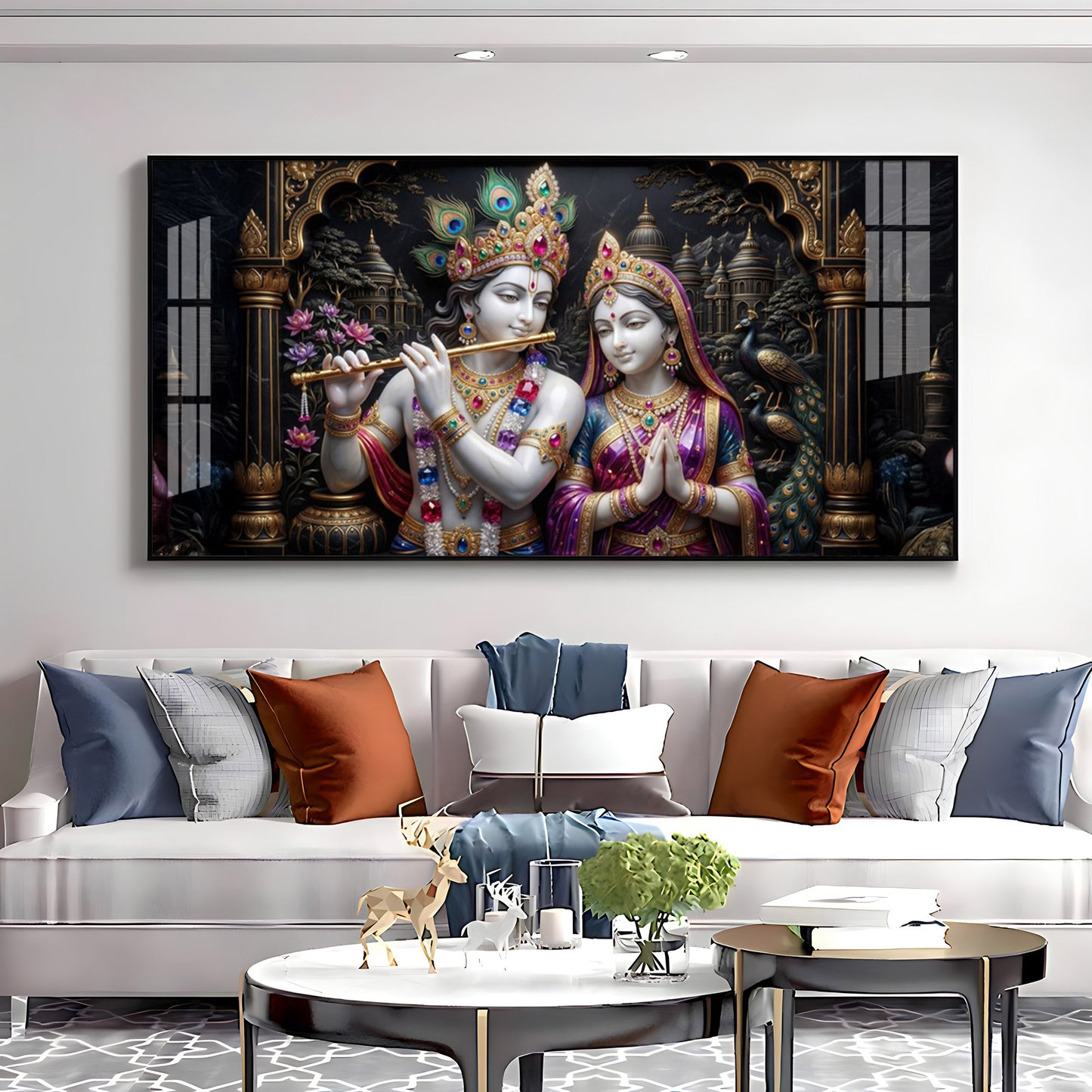 Timeless Love Krishna & Radha Premium Acrylic Horizontal Wall Art