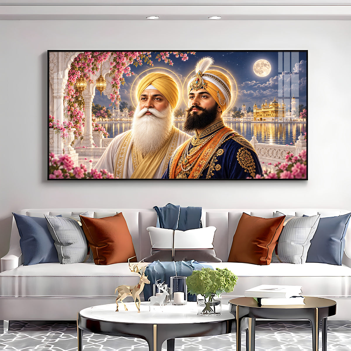 Guru Nanak Dev Ji and Guru Gobind Singh Ji Premium Acrylic Horizontal Wall Art