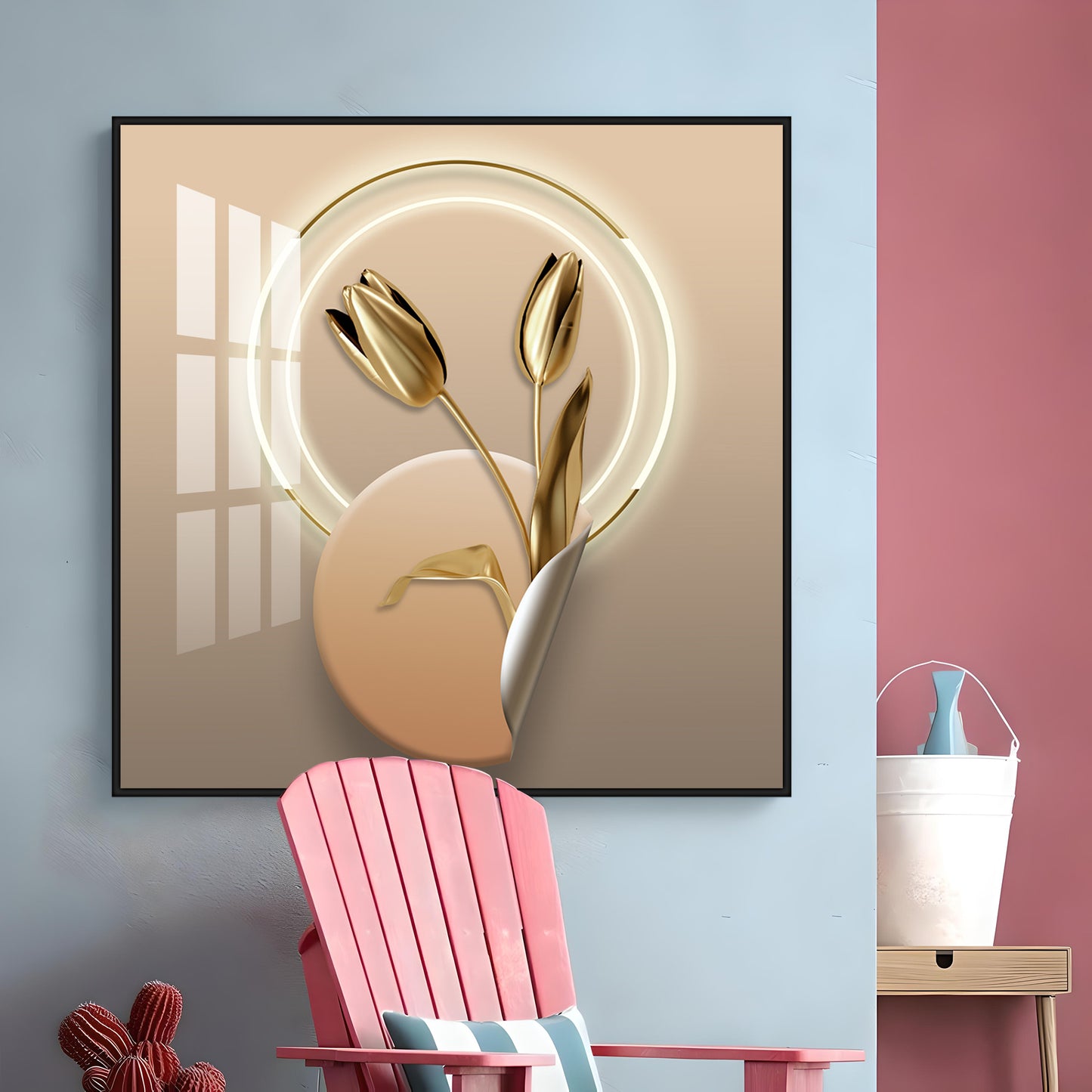 Gold Tulip Premium Acrylic Square Wall Art