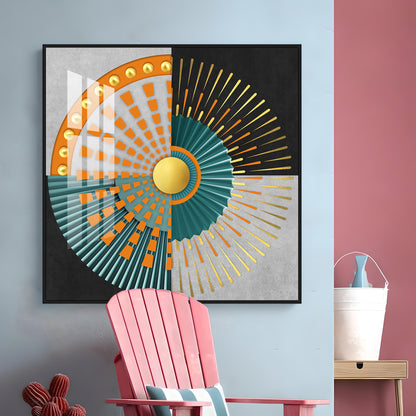 Abstract Geometric Circle Design Premium Acrylic Square Wall Art