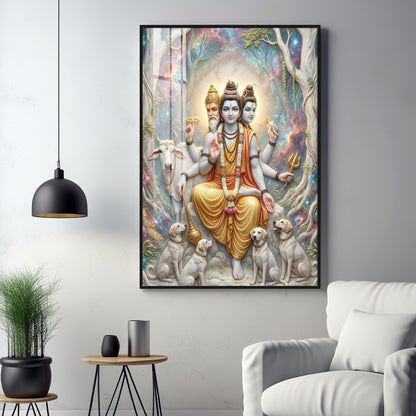 Hindu Deity Dattatreya Premium Acrylic Vertical Wall Art