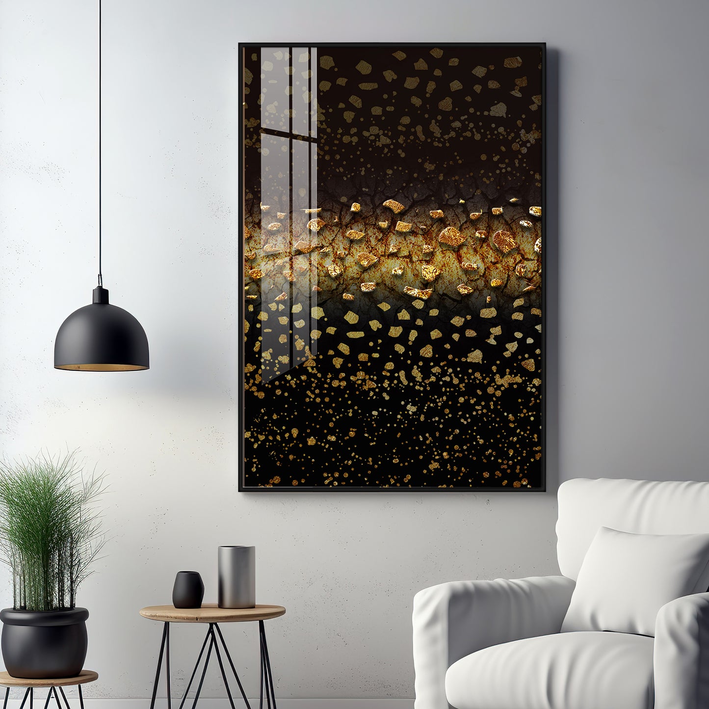 Golden Oasis Premium Acrylic Vertical Wall Art