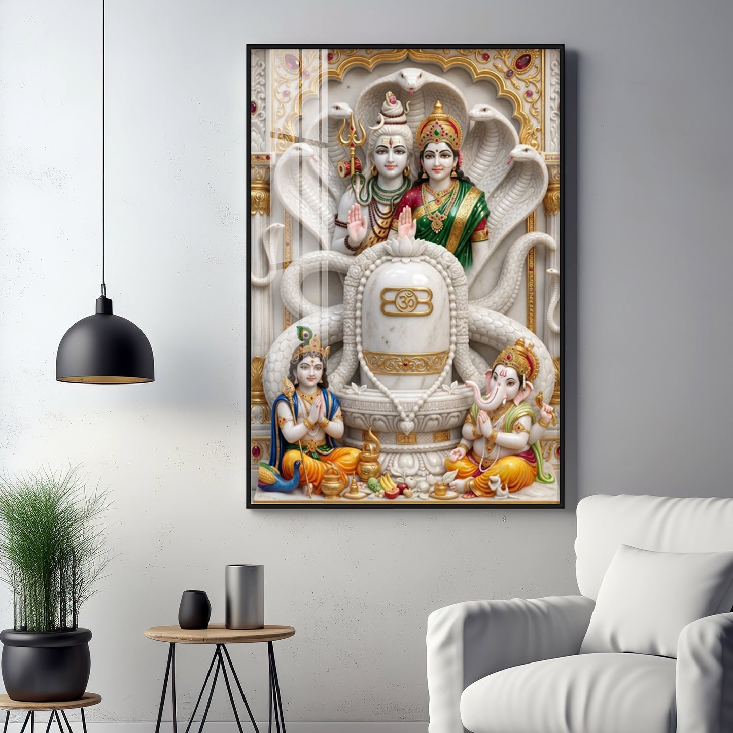 Shiv Parivar With Sivaling Premium Acrylic Vertical Wall Art