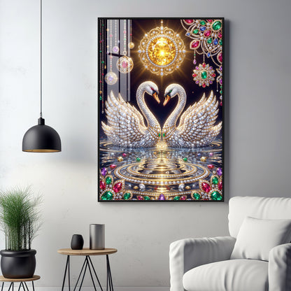 Pair Of White Swans Premium Acrylic Vertical Wall Art
