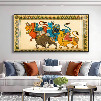 Pichwai Sacred Bull Premium Acrylic Horizontal Wall Art