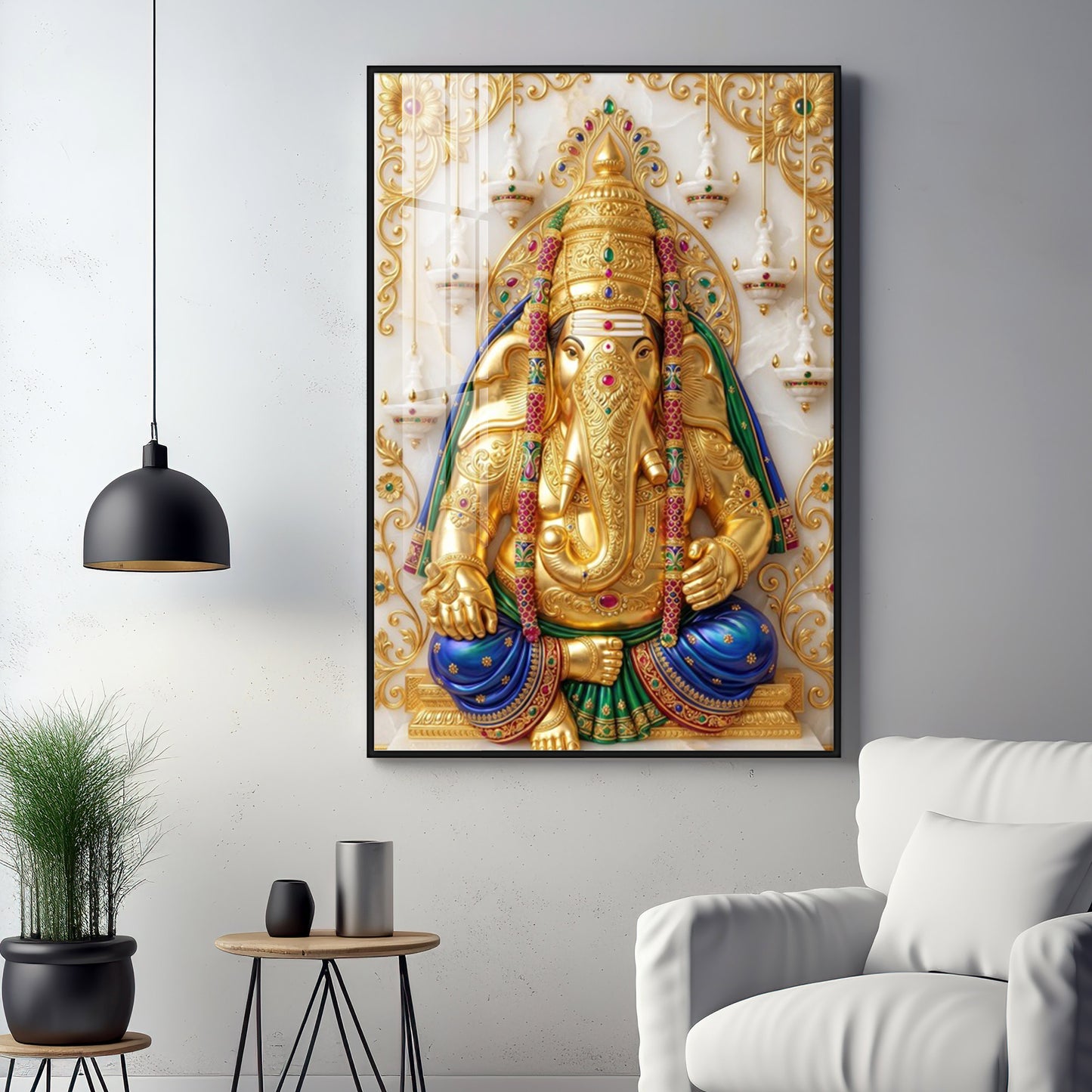 Pillayarpatti Karpaga Vinayagar Premium Acrylic Vertical Wall Art