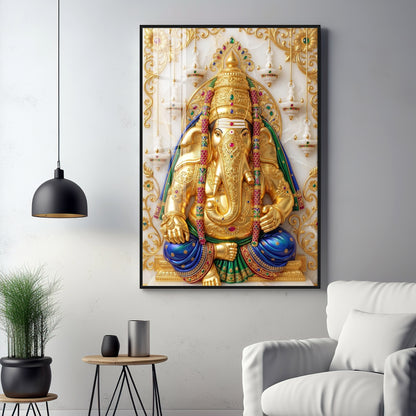 Pillayarpatti Karpaga Vinayagar Premium Acrylic Vertical Wall Art