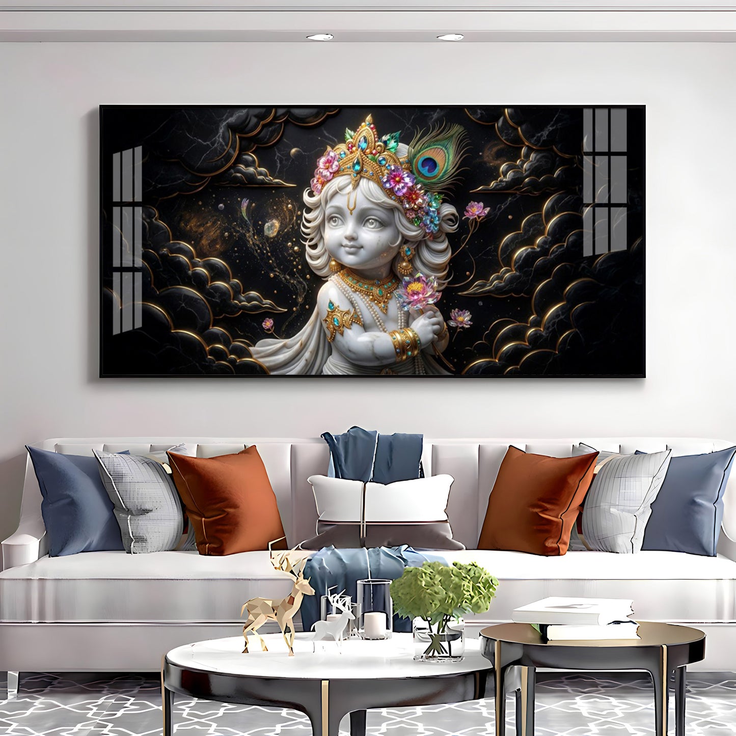 Divine Lord Little Krishna Premium Acrylic Horizontal Wall Art