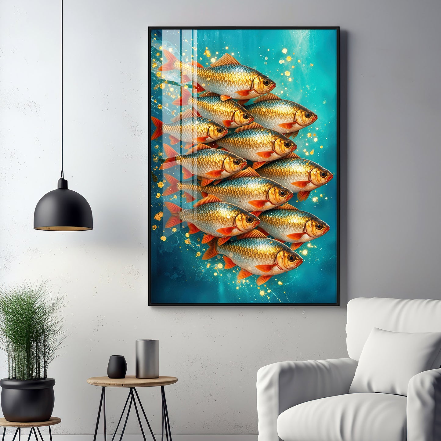 Shimmering Goldfish Premium Acrylic Vertical Wall Art