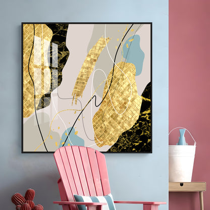 Abstract Gold & Black Premium Acrylic Square Wall Art