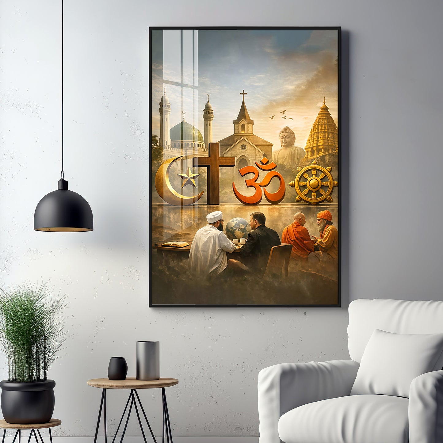 Religion Symbols Premium Acrylic Vertical Wall Art