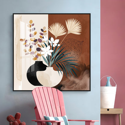 Two Overlapping Silhouettes Premium Acrylic Square Wall Art